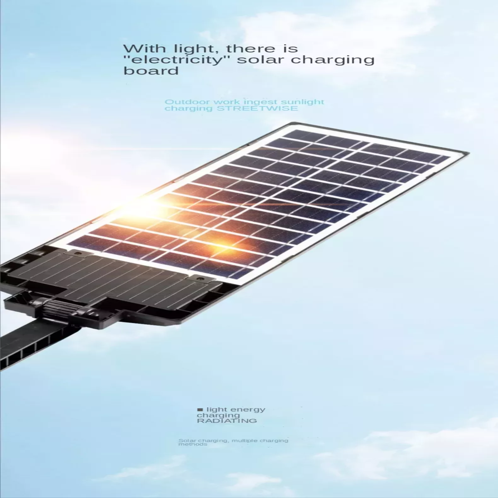 Réverbère solaire extérieur à batterie intégrée de 2000 W